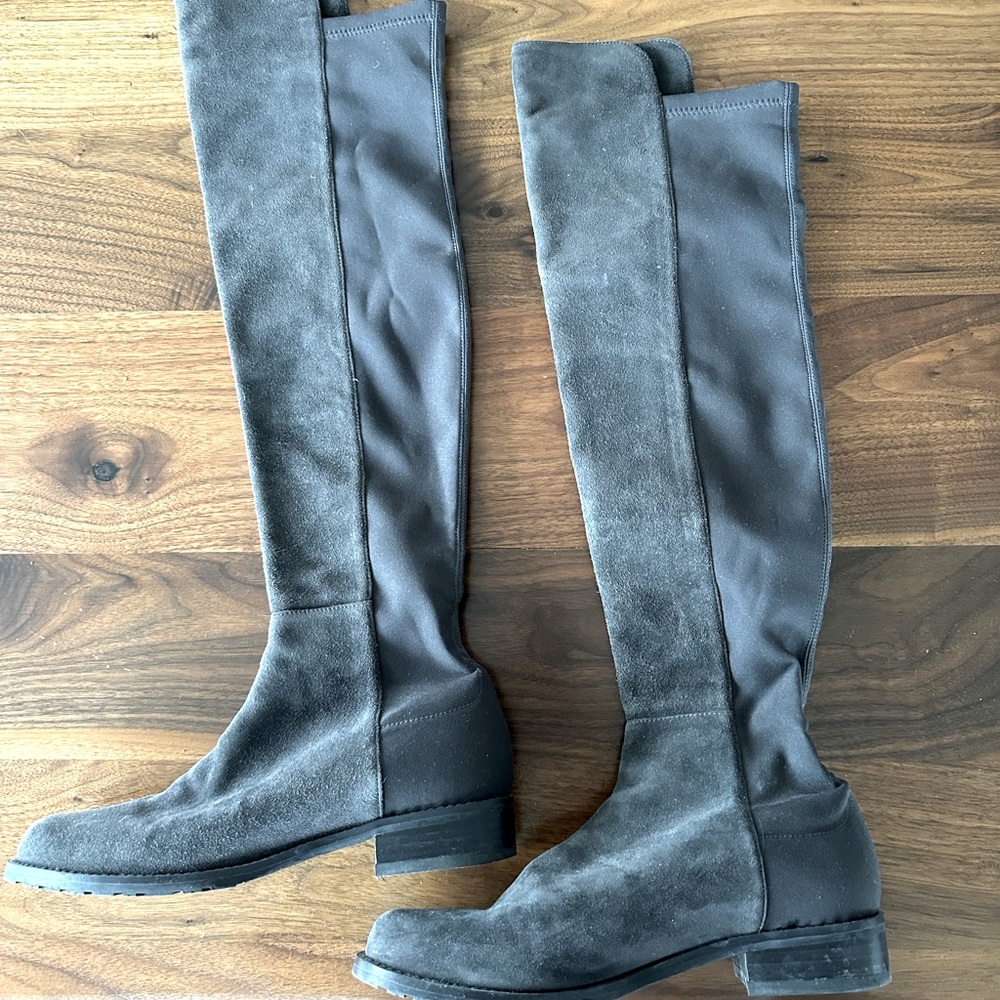 🛍️ Stuart Weitzman 50/50 Gray Knee High Suede Boots